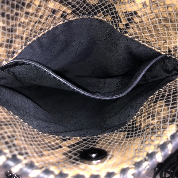 Stella McCartney Embossed Snake Print Flat Crossbody Bag w Tassel Italy - Picture 7 of 9